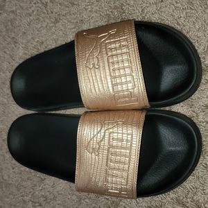Gold Puma Slides